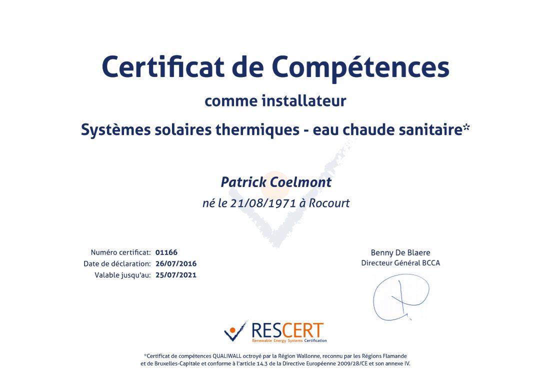 centification environementale solaire thermique